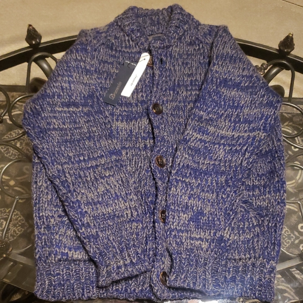 Drumohr Size 50  100% Cashmere Blue and Gray Cardigan Sweater For Men